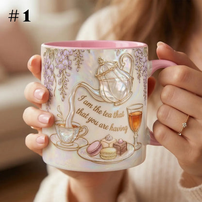 I Am The Tea That You Are Having Faux 3D Mug – Bookish Tea Lover Accent Mug