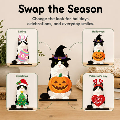 🔥 LAST DAY 49% OFF 🐾 Interchangeable Seasonal Animal Wooden Decor Set