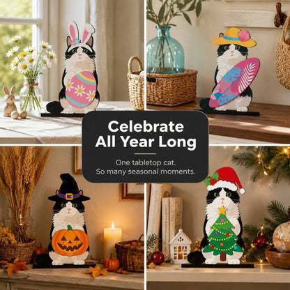 🔥 LAST DAY 49% OFF 🐾 Interchangeable Seasonal Animal Wooden Decor Set