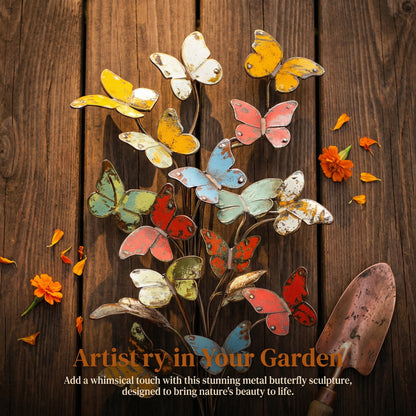 Multicolored Metal Butterfly Garden Stake