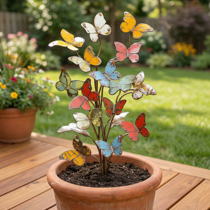 Multicolored Metal Butterfly Garden Stake