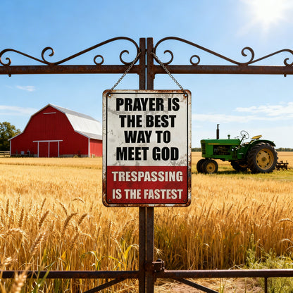 🏆Last Day Promo:49% OFF 🎖️Retro Iron "Prayer &amp; Trespassing" Wall Plaque