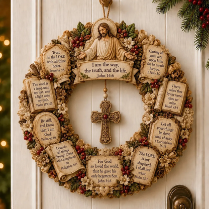 Christian Scripture Wreath Wall Hanging