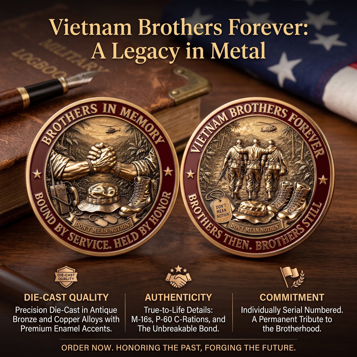 Vietnam Brothers Forever Commemorative Metal Medal