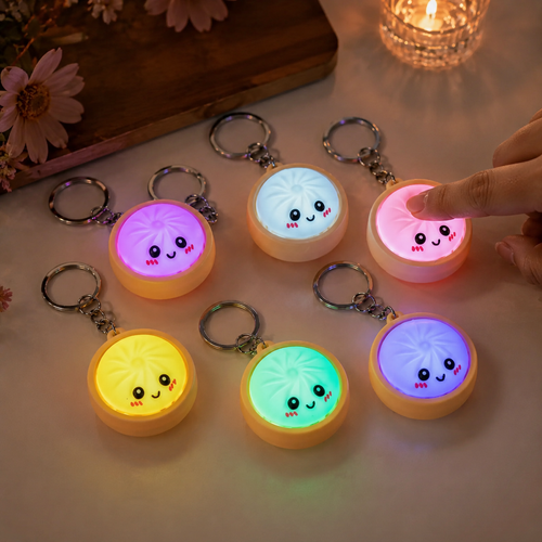 Cute Dumpling Pressable Fidget Keychain - touch sensing light