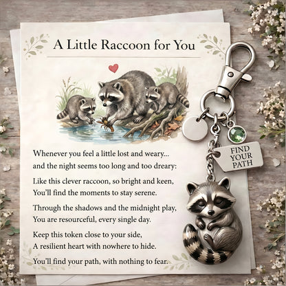 🦝 "Still Hanging On" Trash Panda Keychain & Keepsake Card Set | The Perfect Encouragement Gift 💖
