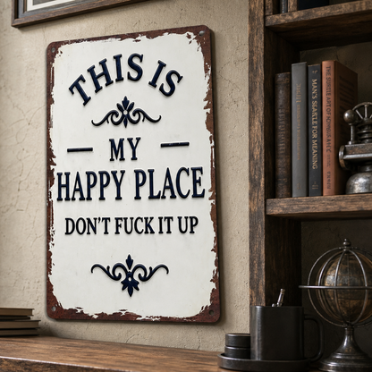 Vintage Metal Tin Sign - This Is My Happy Place Don’t Fuck It Up
