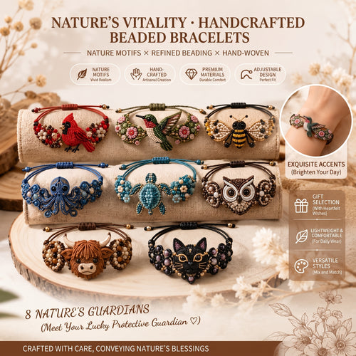 Artisan Handmade Spirit Animal Beaded Bracelet – Nature-Inspired Boho Macrame Jewelry for Women, Adjustable Fit