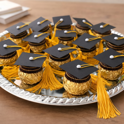 Graduation Cap Favor Toppers, Cardstock Mini Hats with Tassels, Class of 2026 Party Favors