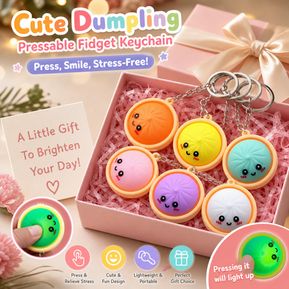 Cute Dumpling Pressable Fidget Keychain - touch sensing light