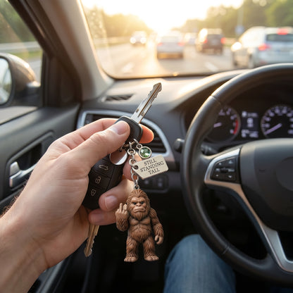 The "Still Standing Tall" Middle Finger Bigfoot Keychain & Poem Card 🌲🖕🤎