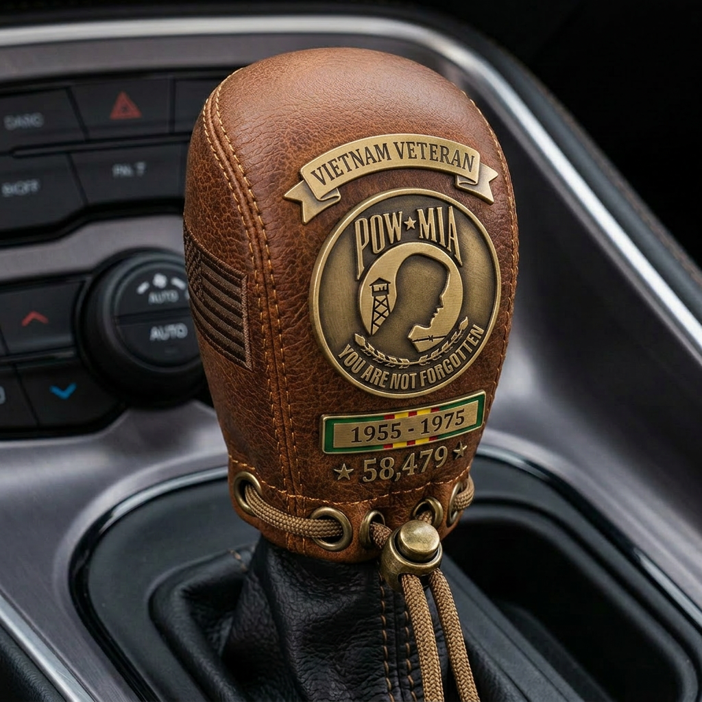 Honor & Remember: Premium POW-MIA Vietnam Veteran Gear Shift Cover 🇺🇸 (3 Colors)