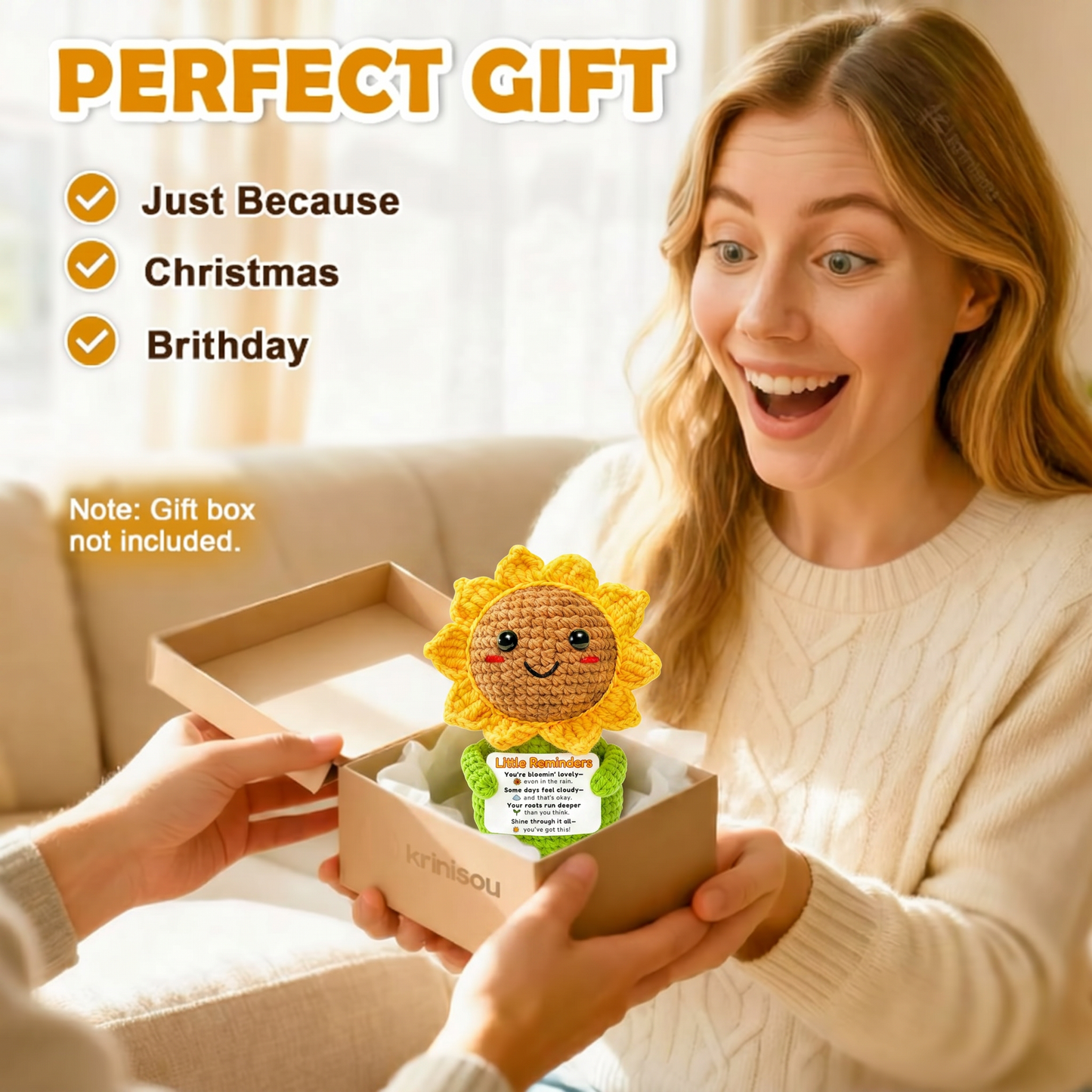 🌻The "Pocket Sunshine" Emotional Support Crochet Sunflower | Motivational Desk Buddy & Uplifting Gift