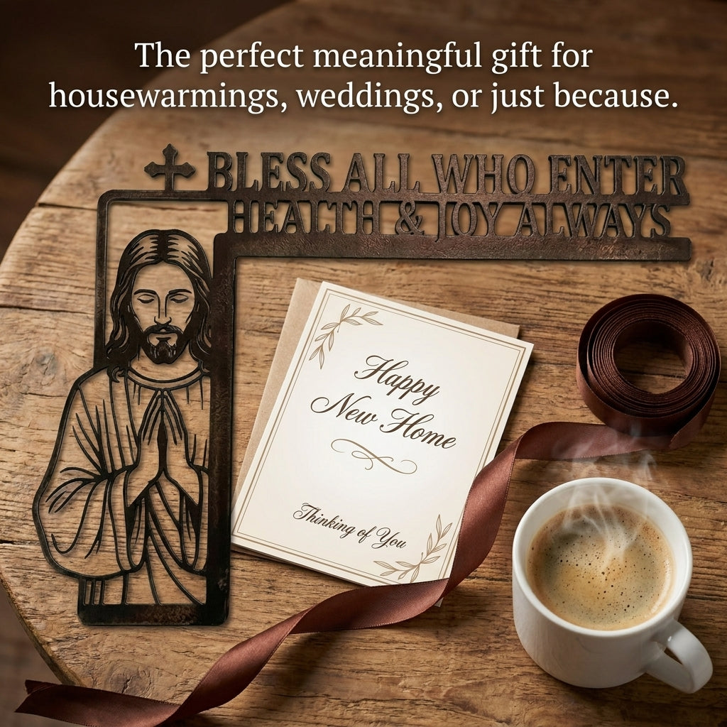 "Bless All Who Enter" - Jesus Door Frame Corner Decor 🙏✨