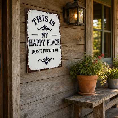 Vintage Metal Tin Sign - This Is My Happy Place Don’t Fuck It Up