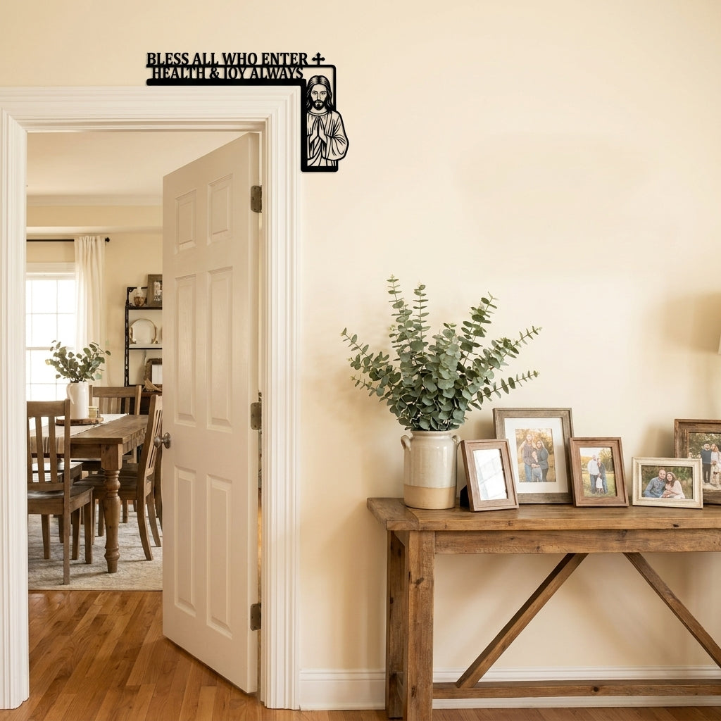 "Bless All Who Enter" - Jesus Door Frame Corner Decor 🙏✨