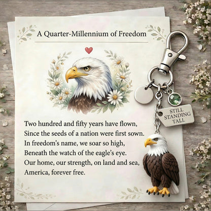 "A Quarter-Millennium of Freedom" Bald Eagle Keychain & Keepsake Poem Card 🦅🇺🇸