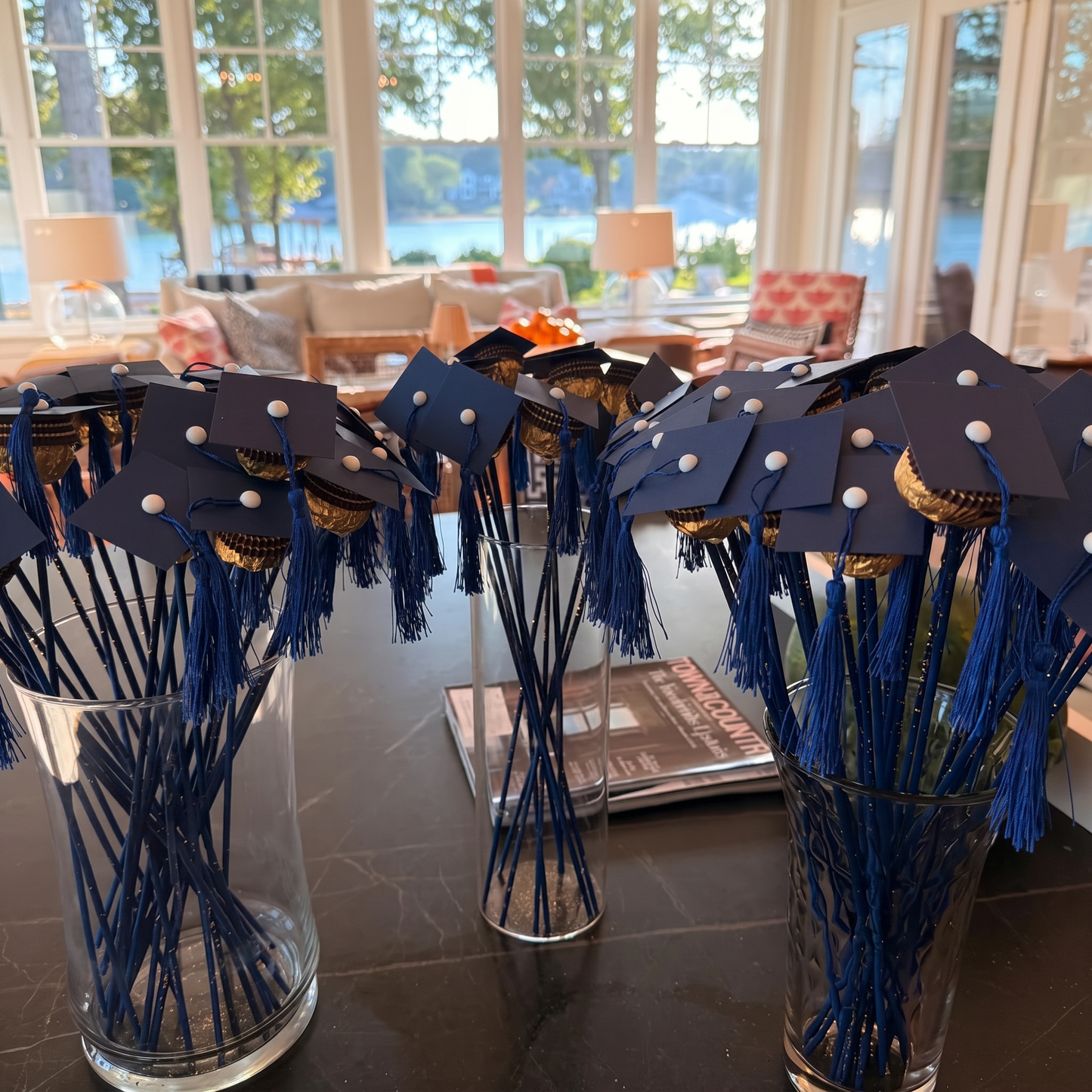 Graduation Cap Favor Toppers, Cardstock Mini Hats with Tassels, Class of 2026 Party Favors