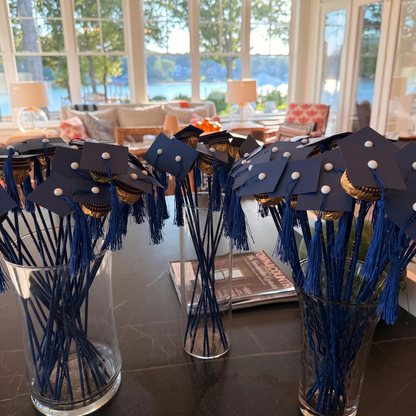 Graduation Cap Favor Toppers, Cardstock Mini Hats with Tassels, Class of 2026 Party Favors