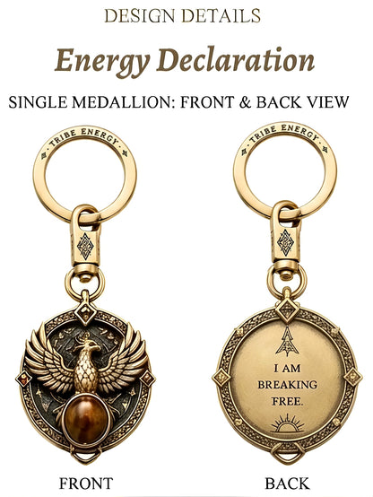 💪Energy Declaration Tribe Style Keychain | Natural Gem Retro Made Brass | Breakthrough/Guardian/Growth/Transformation/Awakening 5 Options to Choose from