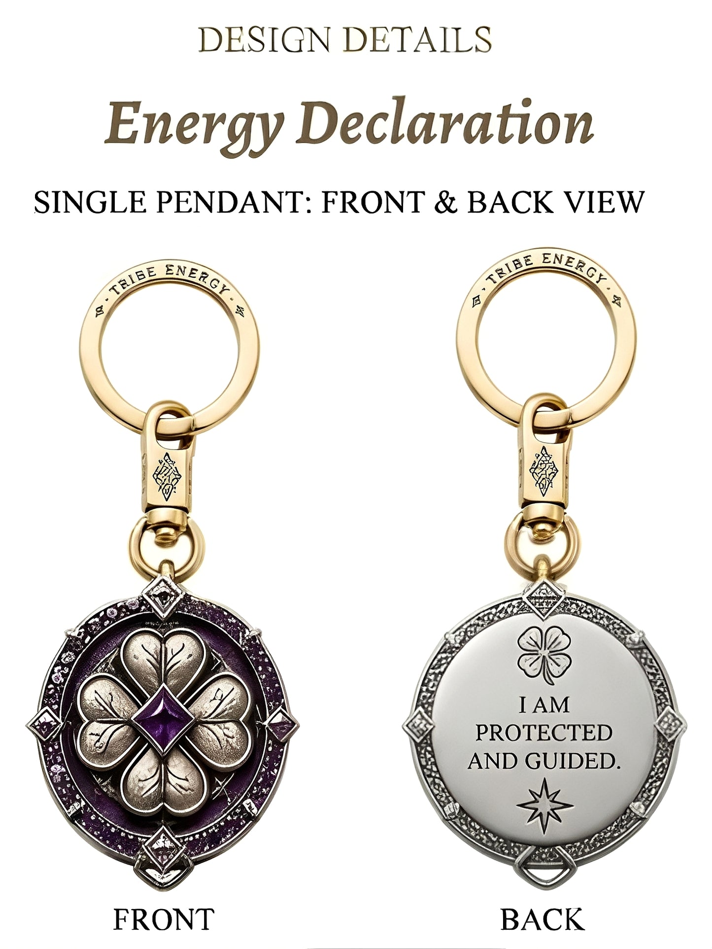 💪Energy Declaration Tribe Style Keychain | Natural Gem Retro Made Brass | Breakthrough/Guardian/Growth/Transformation/Awakening 5 Options to Choose from