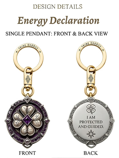 💪Energy Declaration Tribe Style Keychain | Natural Gem Retro Made Brass | Breakthrough/Guardian/Growth/Transformation/Awakening 5 Options to Choose from
