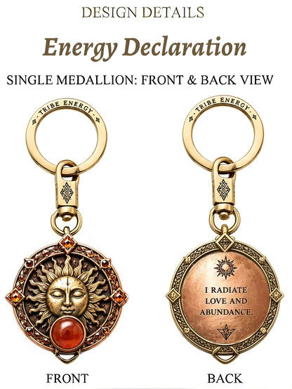 💪Energy Declaration Tribe Style Keychain | Natural Gem Retro Made Brass | Breakthrough/Guardian/Growth/Transformation/Awakening 5 Options to Choose from