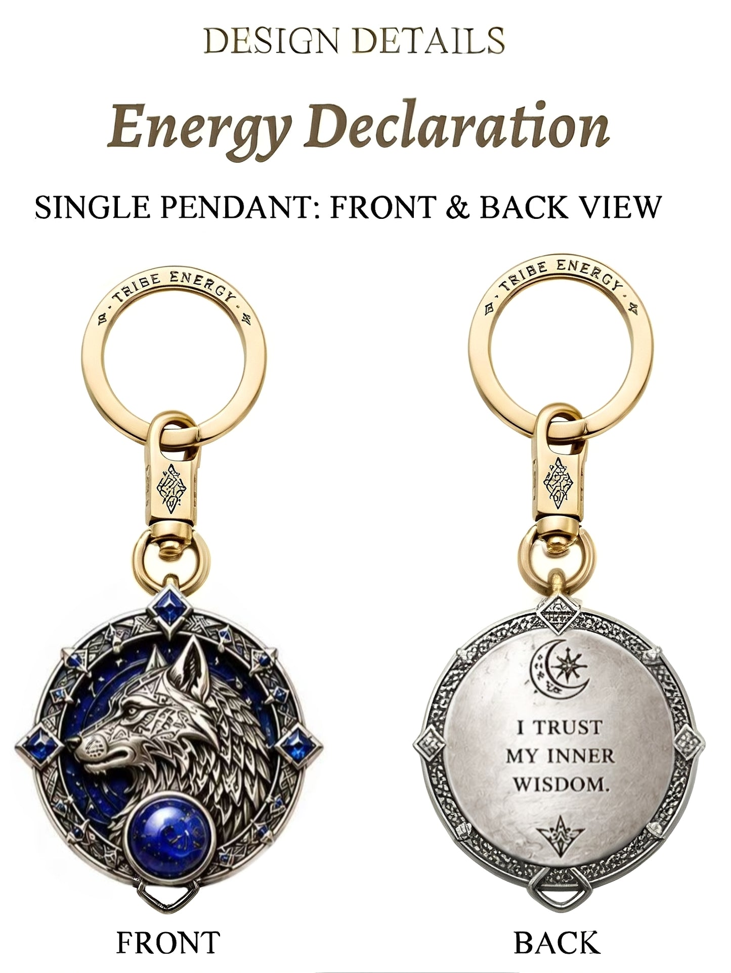 💪Energy Declaration Tribe Style Keychain | Natural Gem Retro Made Brass | Breakthrough/Guardian/Growth/Transformation/Awakening 5 Options to Choose from