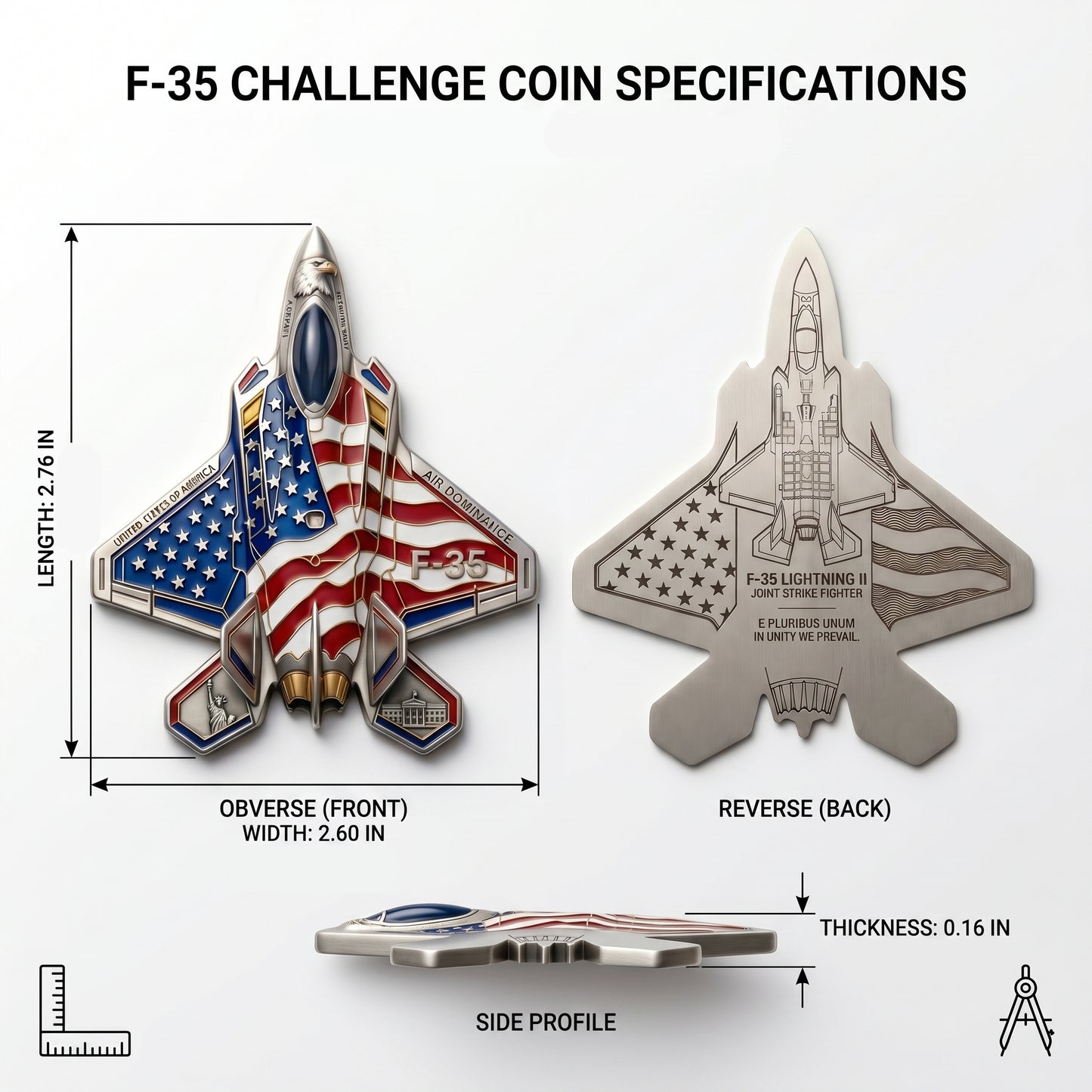 ✈️F-35 Lightning II Fighter Alien Commemorative Coin🔥,🌟 US Air Force Military Collection Commemorative Medal, 🌟Metal Relief Enamel Craft, Military Fans Gift🎁