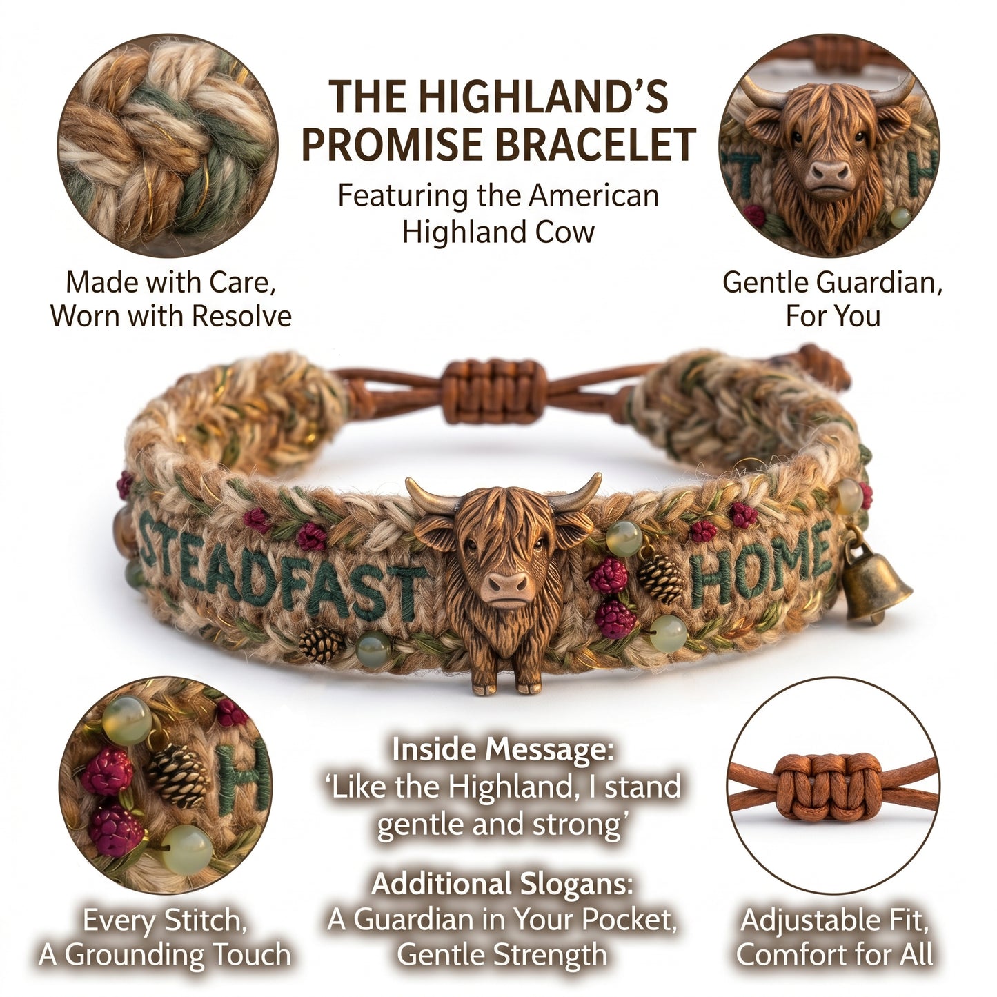 🌈🐂2026 limited edition handmade highland cow woven bracelet|🌹[Highland Bull Guardian Bracelet]