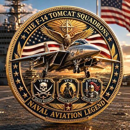 F-14 Tomcat Naval Aviation Premium Fighter Squadron Heritage Collectible Metal Medal