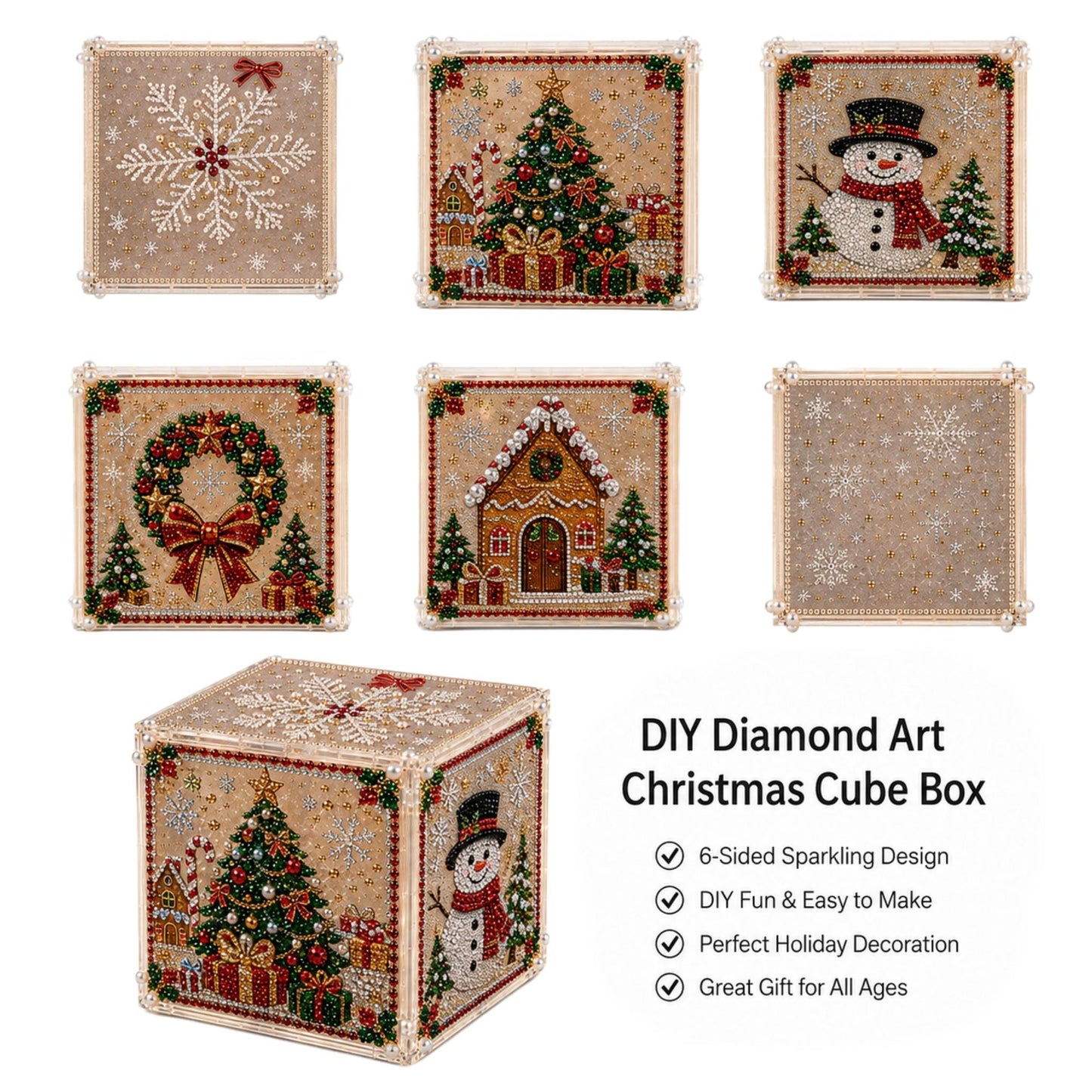 ✨ Sparkle Your Holidays! DIY Diamond Art Festive Cube Box (Decor & Storage in One!) 🎁