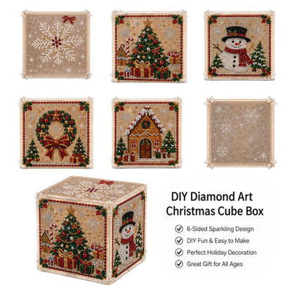 ✨ Sparkle Your Holidays! DIY Diamond Art Festive Cube Box (Decor & Storage in One!) 🎁