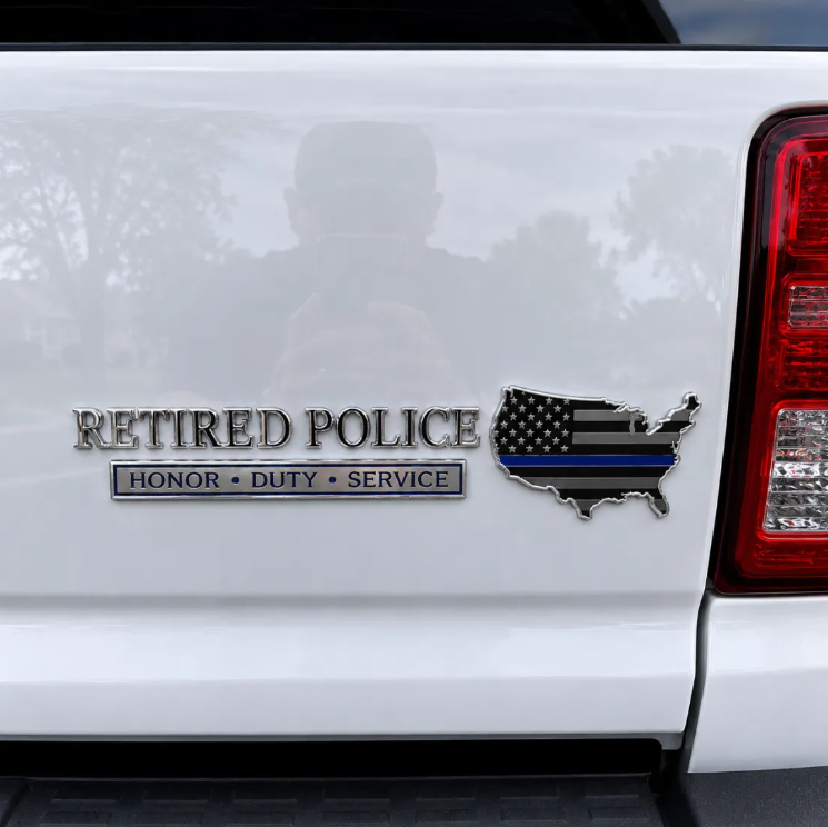👮 Retired Police Honor Duty Service Car Emblem Metal Badge