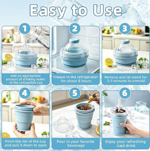 🧊✨ 3-in-1 Foldable Ice Ball Cup